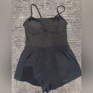 Victorias Secret Pink Black Spaghetti Strap Romper